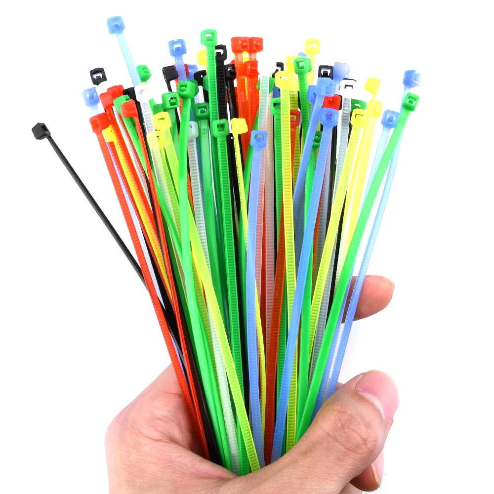 100Pcs 100mm 150mm 200mm Self-locking Nylon Cable Ties Plastic Wire Zip Binding Wrap Straps Organiser Fasten Cable Color Random For Cable Ties Nylon Cable Ties Cable Tie Nylon Zip Ties