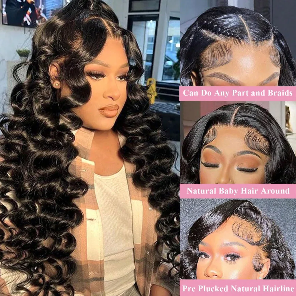 26 Inch 13x4 Lace Front Wig Loose Deep Wave Wigs 13x6 Brown Deep Wave Wig Human Hair Pre Plucked with Baby Hair 250% Density