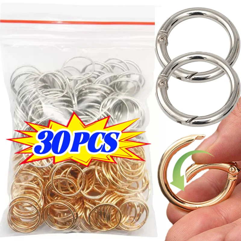 10/20/30PCS Gold Silber Runde Schlüsselbund Frühling Schnallen Karabiner Schlüsselbund Tasche Clips Haken Hund Kette Schnallen DIY Schmuck Machen Werkzeug