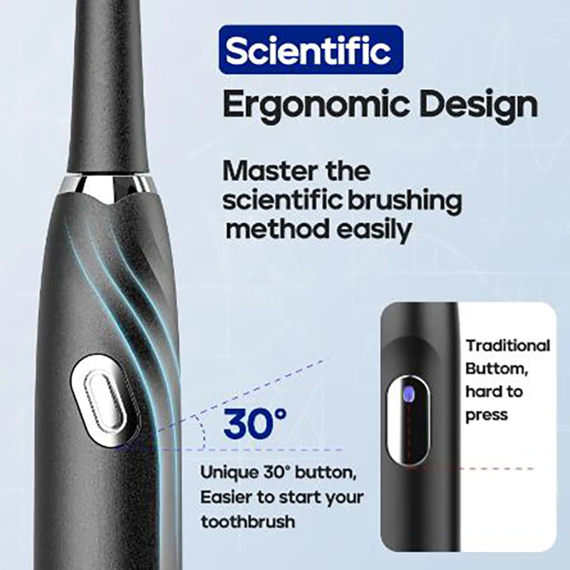 Seago Electric Toothbrush 10 Brush Heads Travel Box Toothbrush Holder Rechargeable Power Gift Family
