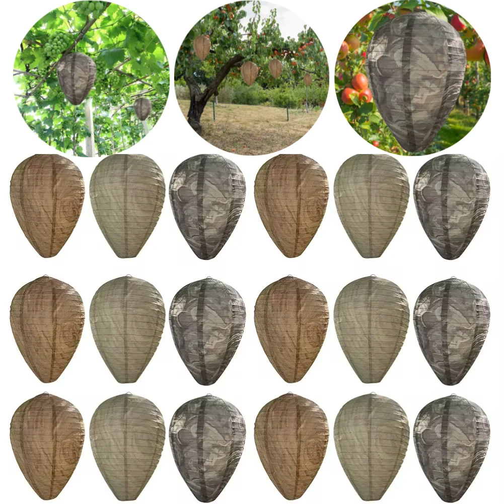 5-1PC Hanging Wasp Nest Decoy Outdoor Waterproof Fake Wasp Nest Decoy Nest Decoy Hornets Insects Paper Drive Beehive Lantern