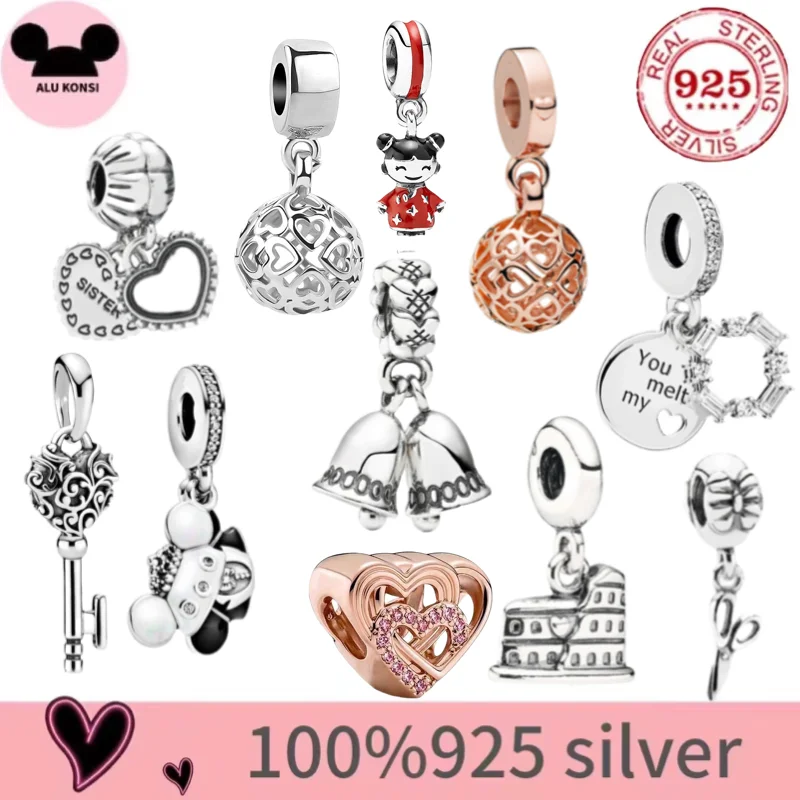 

Hot Sale100% Real 925 Sterling Silver pando Beads for Women headset & love heart shoes Fit Original Charm bracelet DIY Jewelry