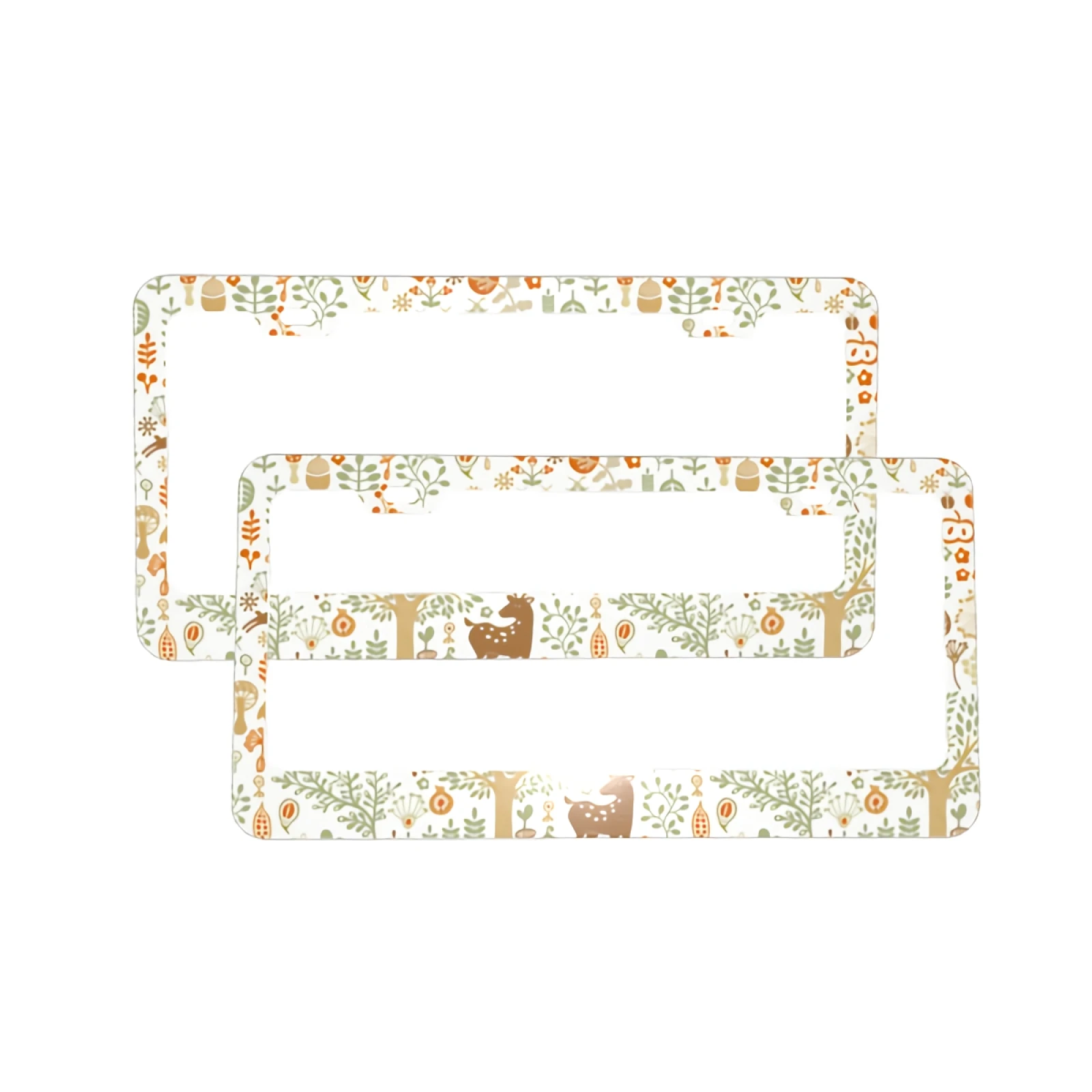 

2 PCS License Plate Frame Forest Animals Car Tag Cover Aluminum Holder Auto Car for Us Standard 2 Hole and Screws