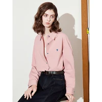 TOYOUTH femmes Blouse chemise 2025 printemps nouveau amour brodé Simple et polyvalent couleur unie pur coton chemise hauts 2