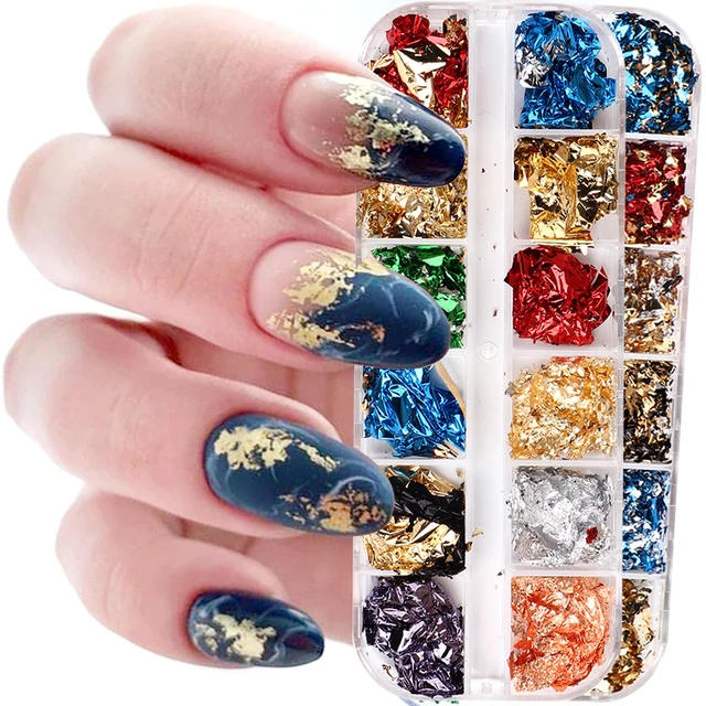 Gold Silver Aluminum Nail Foil Flakes Glitter Winter Chrome Powder Nail Art  Decoration Reflective Sequins Accessories Lecb01-08 - Nail Glitter -  AliExpress