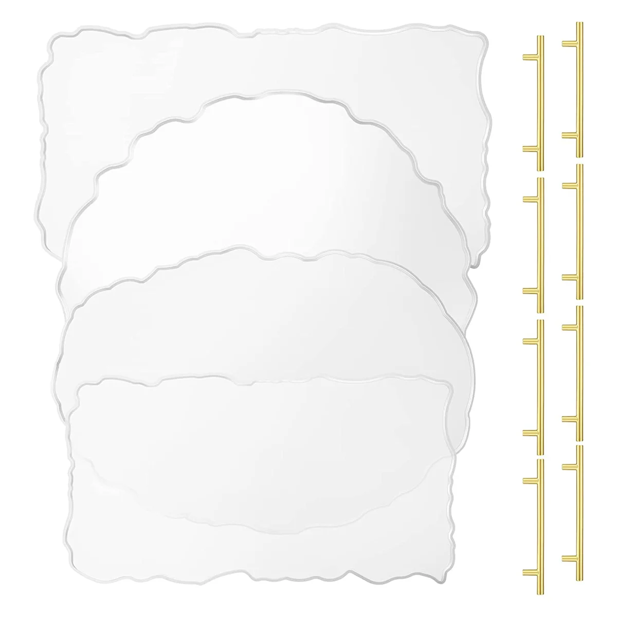 

Формы для подноса из смолы, силиконовая форма для подноса, формы для неправильной литья эпоксидной смолы с золотыми ручками для