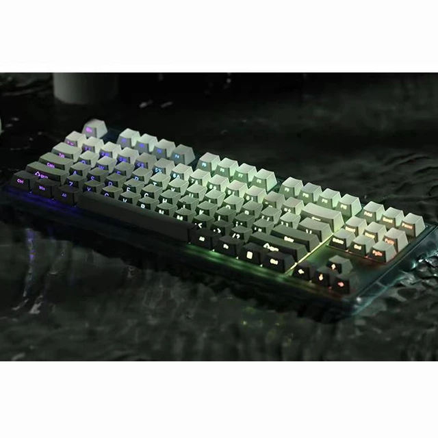  XVX - Teclas de impresión lateral, juego de teclas  personalizadas de doble disparo PBT, 136 teclas verdes de algas degradadas,  teclas de teclado de perfil OEM para teclado Cherry Gateron MX