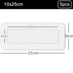 5-Pack Sterilized Waterproof Adhesive Wound Dressing Pads (10x25cm)