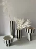 Black and White Striped Ceramic Vase Wide Mouth Flowerpot Geometric Pattern Flower Arrangement Porcelain Handicraft Ornaments 1
