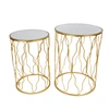 Nest Gold Coffee Tables Set Modern Design Round Side End Table Luxury Golden Mirror Speaker Coffee Table 3