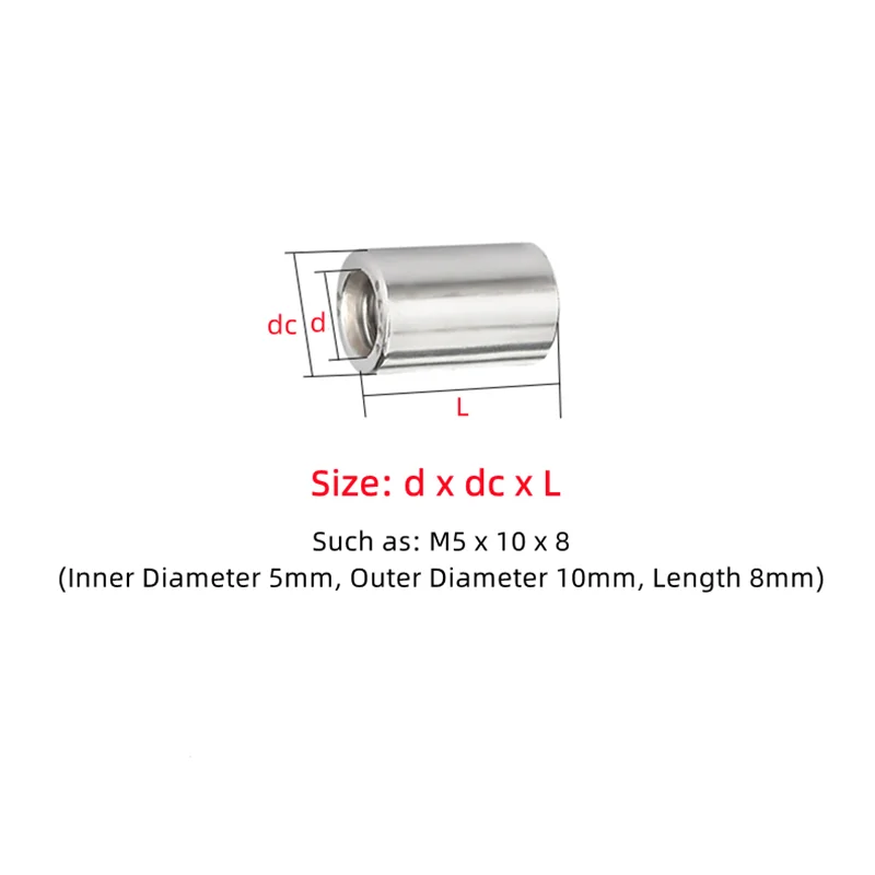 10-Piece Knurled Coupling Nuts - 304 Stainless Steel Extended Cylindrical Flat Head Nuts (M2 Size)