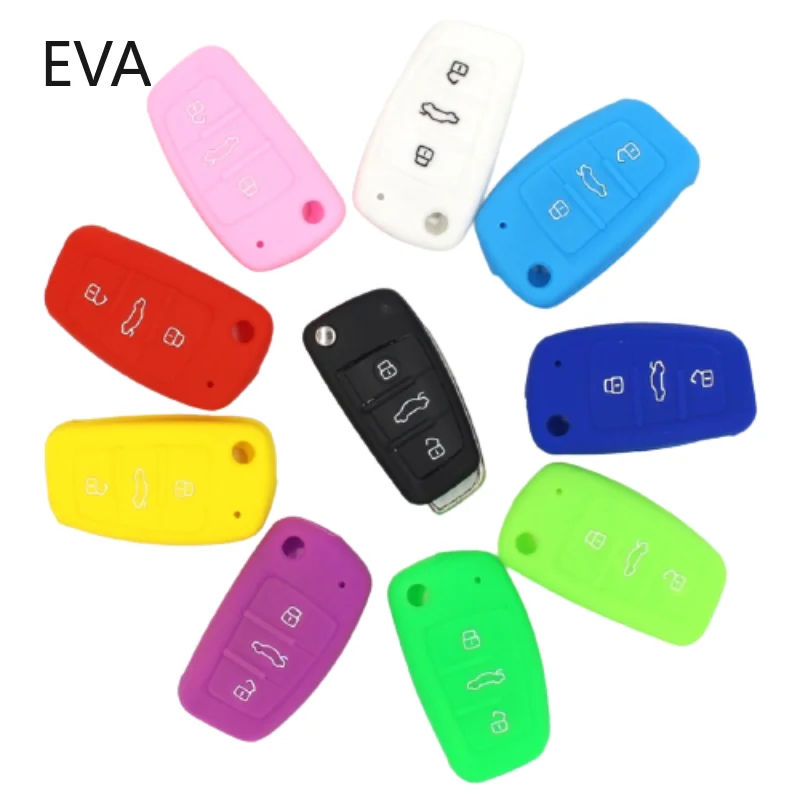 Silicone Car Key Cover for Audi A1 A3 A4 A5 A6 A7 A8 R8 Tt S5 S6 S7 S8 Sq5 Q5 Q7 Rs5 Fold Flip Remote Keychain Case Fob key case key case cover