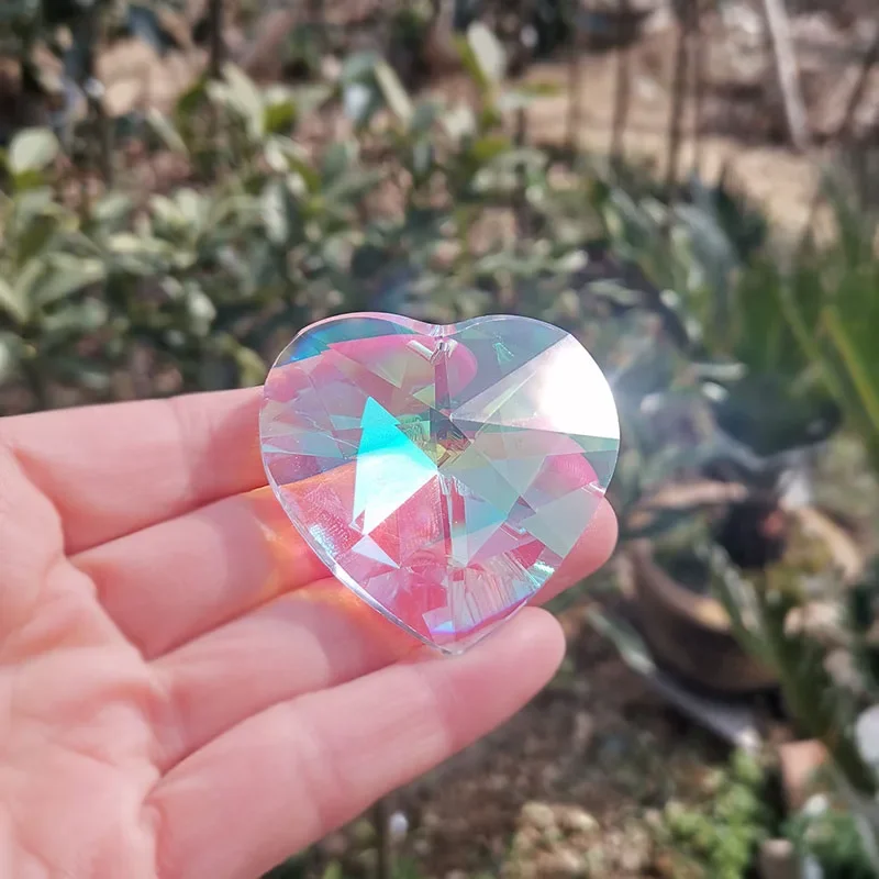 50mm Crystal Heart-shaped Suncatcher Rainbow Hanging Pendant Crystals Prism Chandelier Parts DIY Ornaments Home Garden Decor