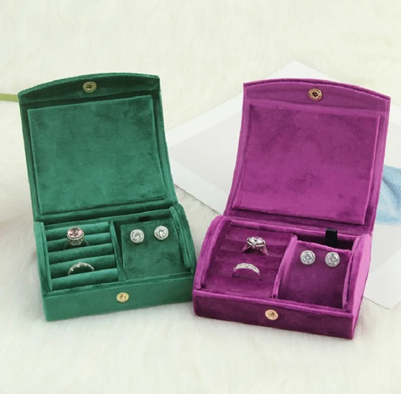 Large Arched Exquisite Earrings Pendant Ring Jewelry Box Ring Box Portable Jewelry Box Wholesale Pearl Velvet New 2023 multi functional velvet jewelry display storage travel roll bag pendant necklace earrings ring jewellery case pearl foloder