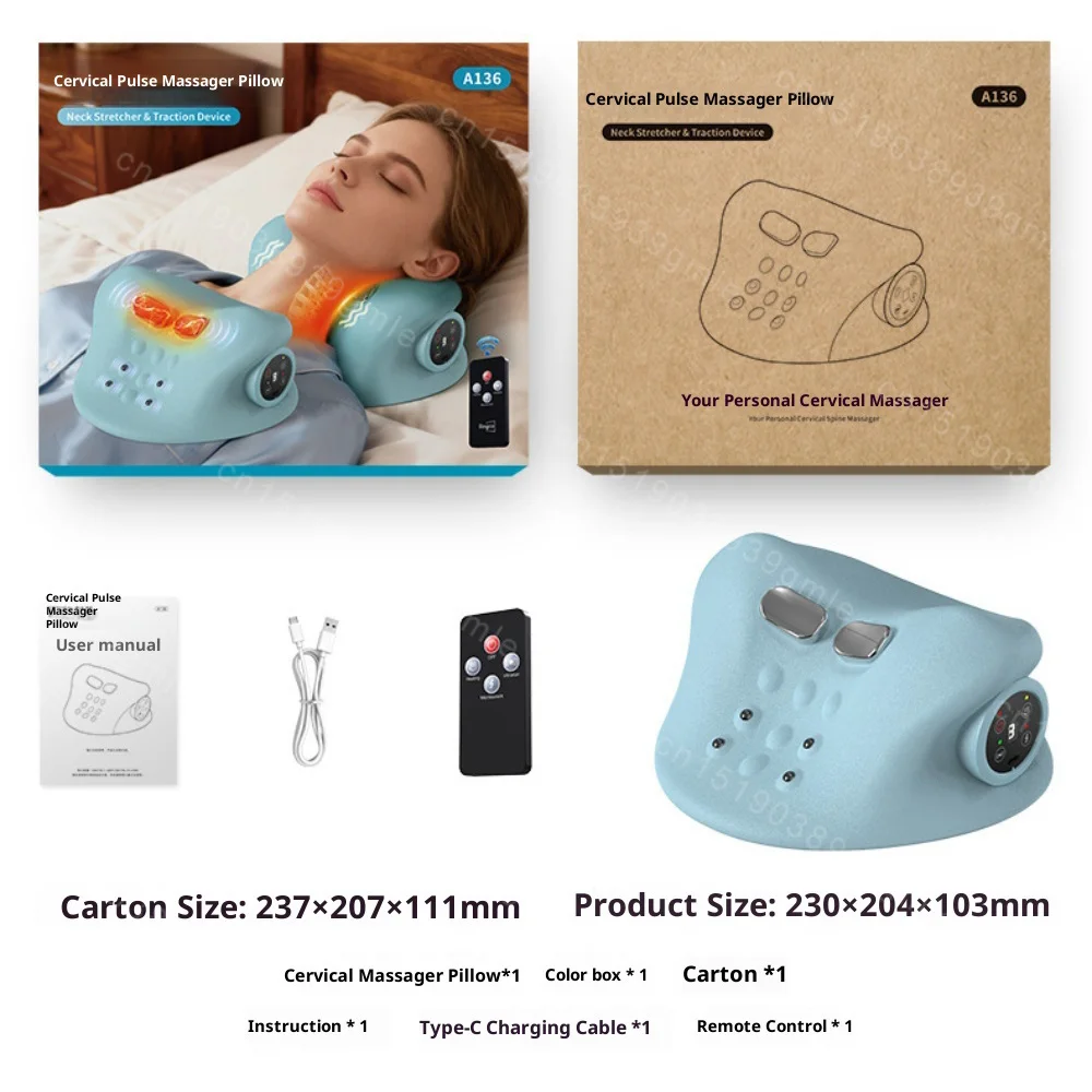 Neck Massager Device with Heat Pulse Vibration Modes Ergonomic Design Portable Neck and Shoulder Massager for Relaxation Muscle