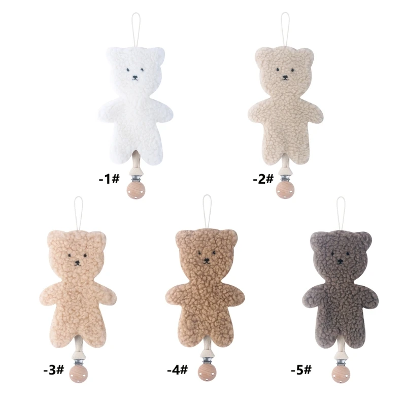 Plush Bear Baby Pacifier Clip Chain Newborn Dummy Nipple Holder Clips Cotton Teething Toys Sleeping Doll Soother Pendant Holder