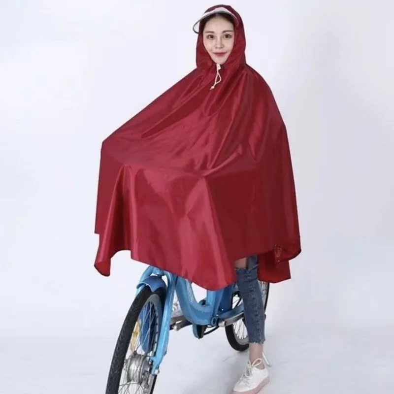 넓은 챙 후드가 있는 성인용 사이클링 레인코트, 1인용 대형 두꺼운 자전거 레인 판초 (공용 자전거용)