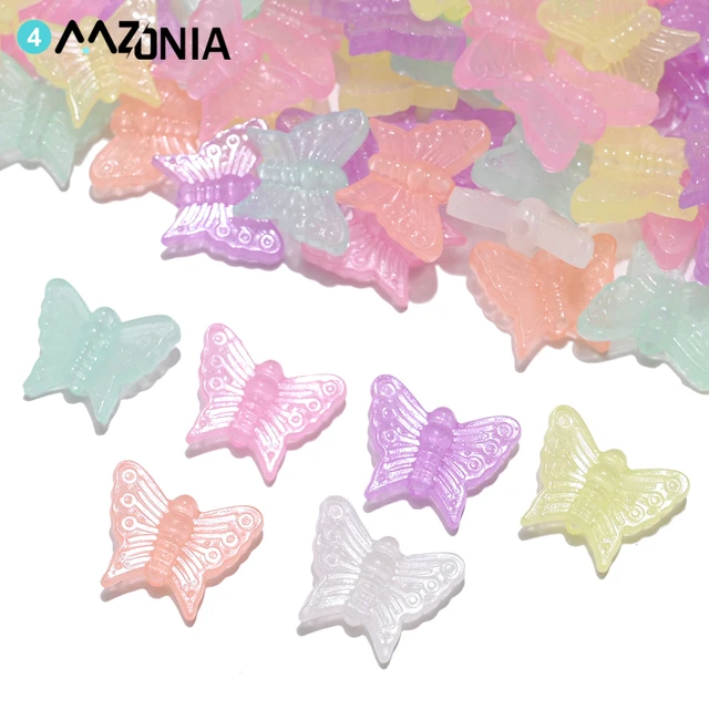 20 pcs/lot Small Butterfly Shape Beads Multi Gradient Color Acrylic Beads  For Jewelry Making Handmade DIY Accessories