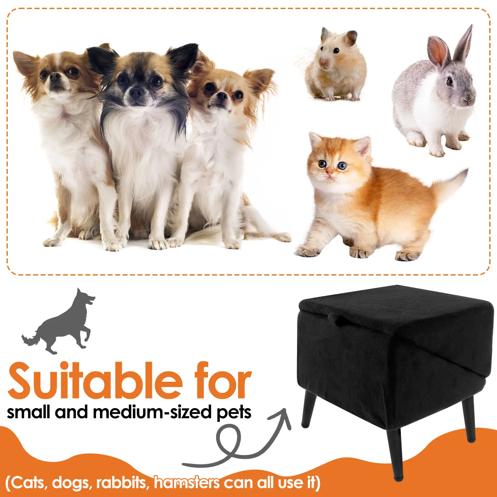 Cotton Linen Dog Stairs Ottoman Pet Staircase Ladder