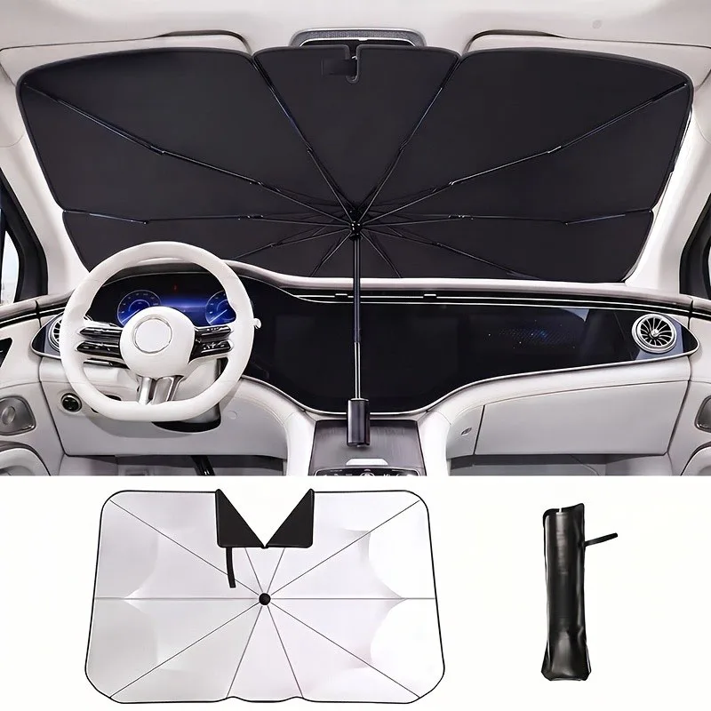 Nuovo Parasole Auto Migliorato, Copertura Parabrezza a Specchio a V, Ombrello Riflettente Anti-UV/Calore, Ripiegabile Rapidamente - Image 4