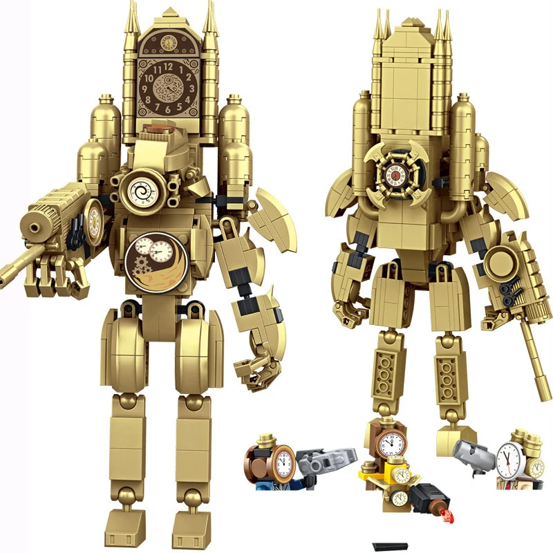 

Retro Clock NEW MOC DIY Skibidi Model Building Blocks Bricks Sets Classic Dolls Kids Toilet Toys For Children Gift