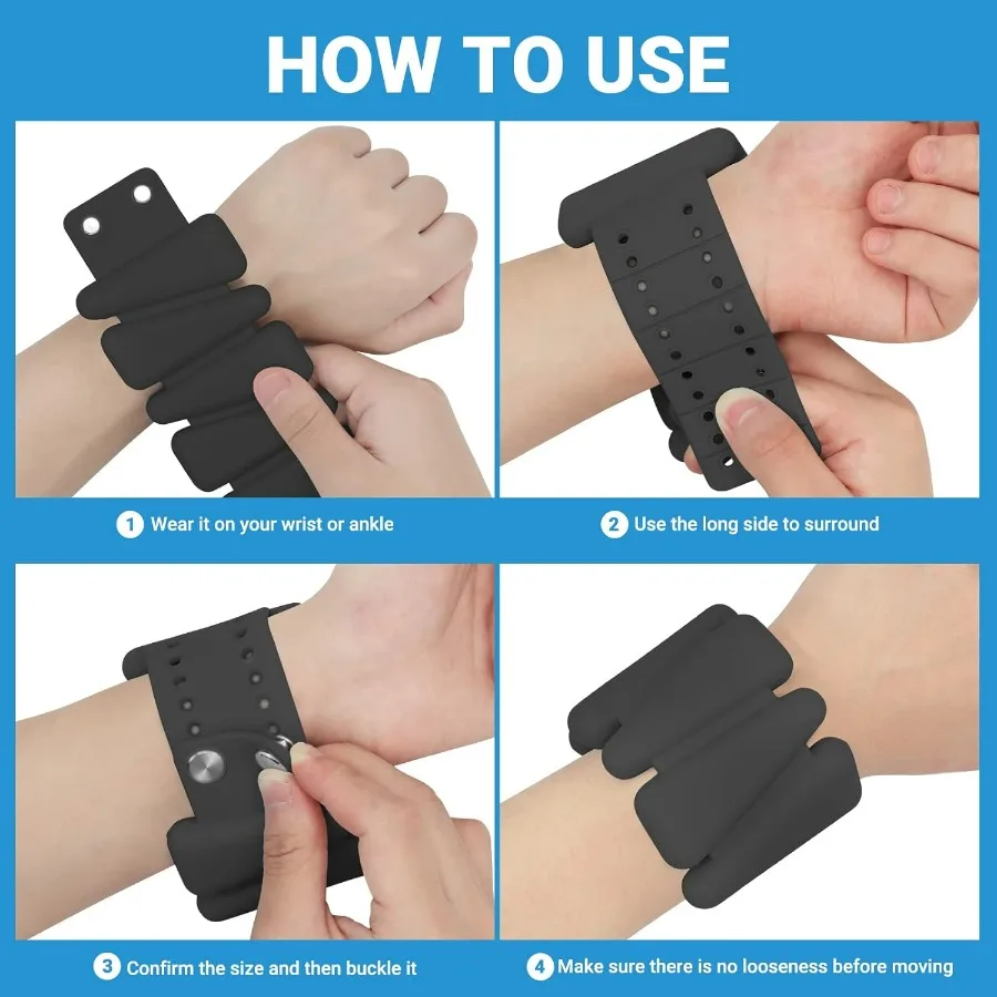 Wrist Weights Set of 2, Adjustable Silicone Weight Bracelets for Women & Men, Wearable Ankle/Wrist Weights Suitable for Yoga, Da
