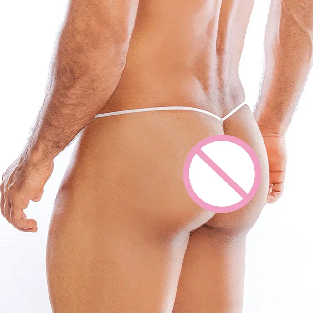 Men G-String Sheer Pouch Enhancing Low Waist Panties Sissy Solid Bikini Erotic Briefs Brazilian Underwear men underwear