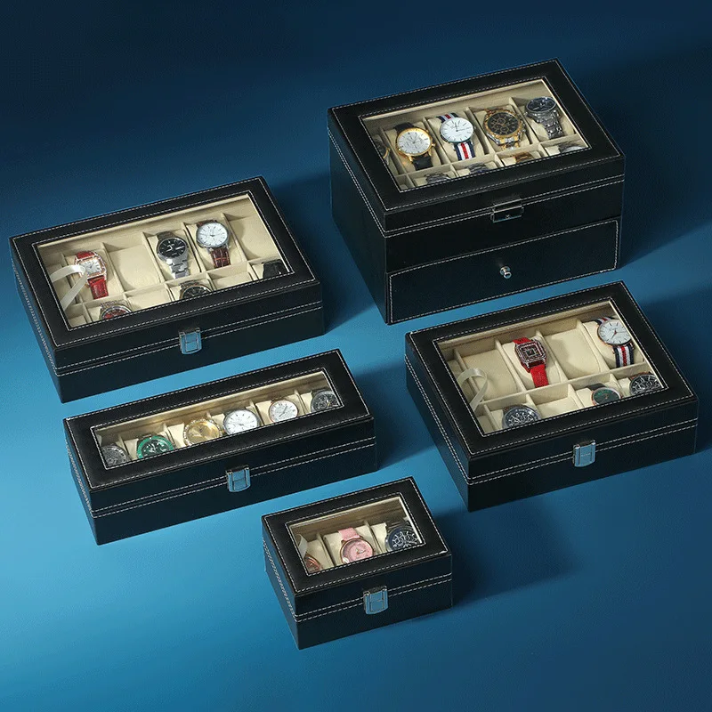 5-Bit PU Leather Light Luxury Watch Storage Box Household Large-Capacity Men's Women's Mechanical Electronic Watch Display Box
