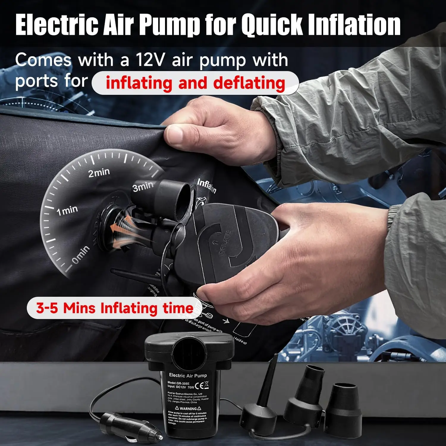 Inflatable SUV Air Mattress Bed Car Mattress for SUV Double-Sided Flocking Travel Camping Bed Car Air
