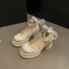 Spring Women Thick Platform Mary Janes Lolita Shoes Summer 2024 New Bow Chain Party Pumps Fashion Oxford Shoes Zapatos De Mujer 3
