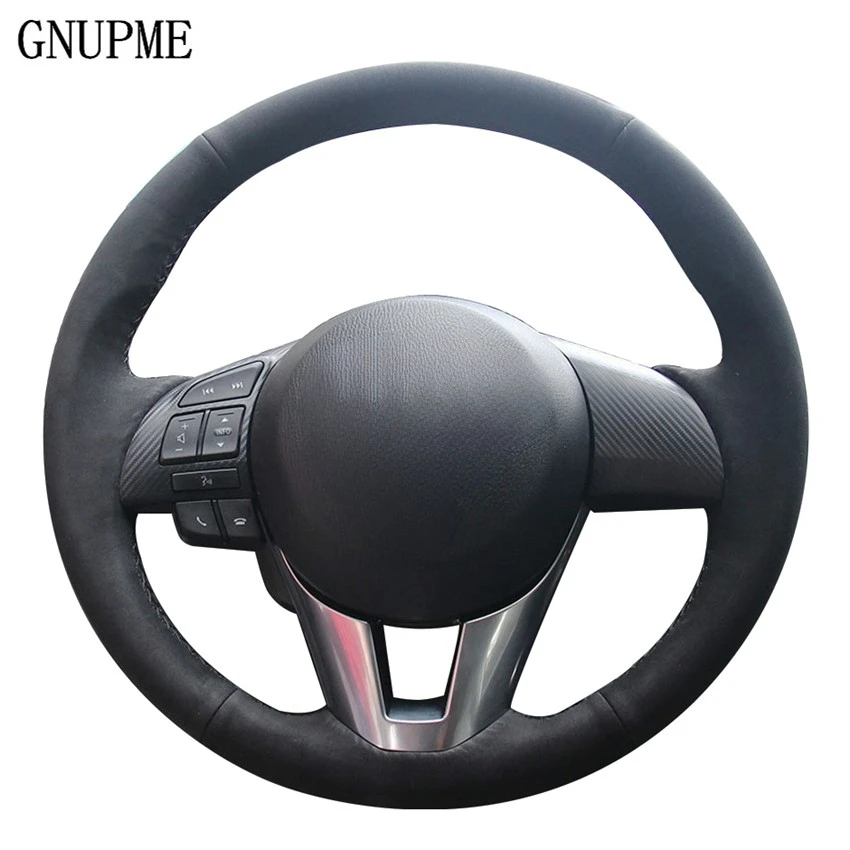 

DIY Black Suede Leather Car Steering Wheel Cover for Mazda 2 Mazda 3 Axela Mazda 6 Atenza CX-3 CX-5 Scion iA Toyota Yaris