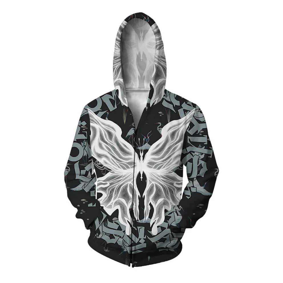 thumbnail image 1 of Sudadera con capucha y cremallera de otoño e invierno Sudadera con capucha y estampado de mariposas Sudadera con capucha para hombre Sudadera con capucha y cremallera gótica para hombre Ropa para homb, 1 of 5