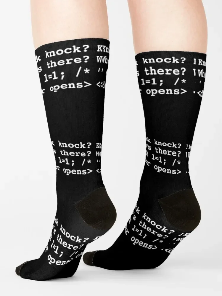 Funny Programmer graphic Programming Injection Knock Knock design Socks cotton FASHION crazy Women's Socks Men's