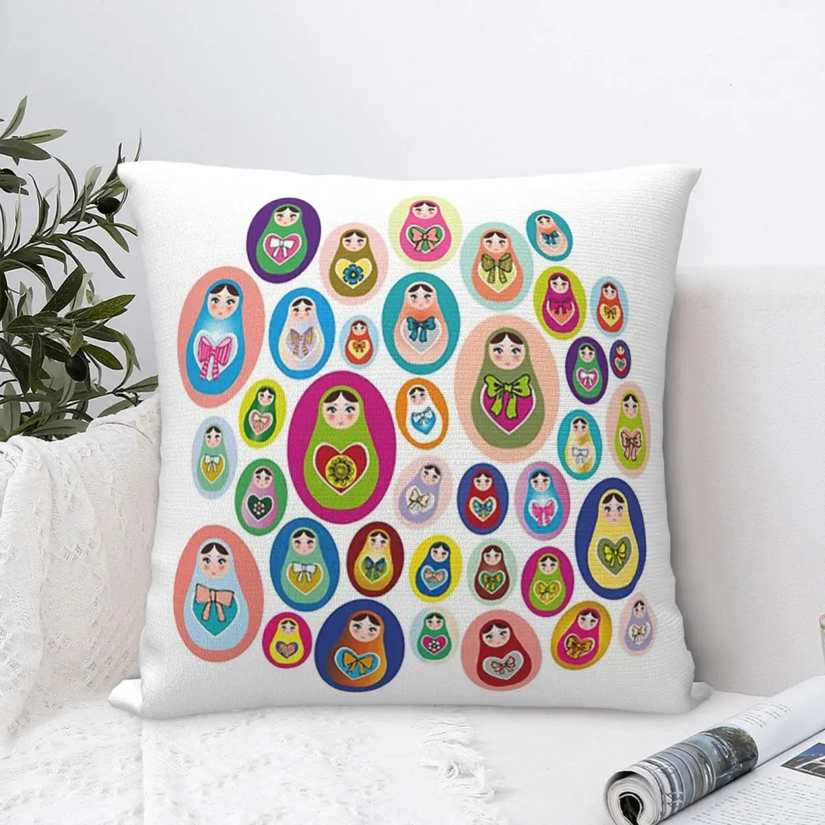 

Doll Matryoshka Matrioshka Babushka Square Pillowcase Polyester Pillow Cover Cushion Decor Comfort Throw Pillow For Home Sofa