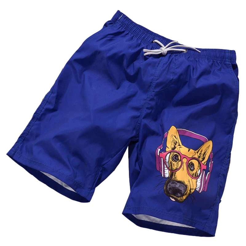 

Custom Men Casual Beach Shorts Elastic Waist Swimming Trunks Men Holiday Vacation Shorts Men Swimwear Shorts With Dog Pattern