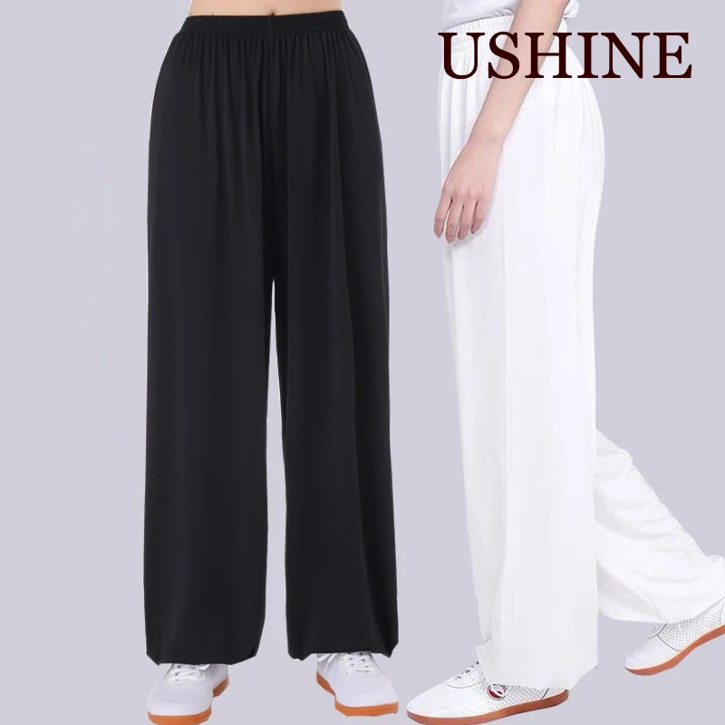 Unisex Tai Chi pants ice silk Tai Chi clothing pants morning exercise summer plus size loose bloomers practice martial arts pant martial art trousers tai chi trousers