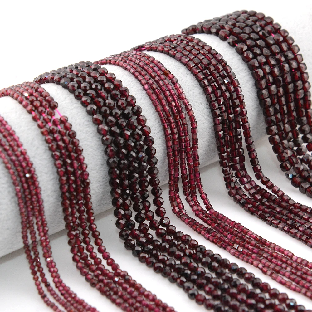 Natural Pyrope Garnet Faceted Round / Cube Beads 2mm,3mm,4mmfor Jewelry Making Bracelet Necklace Beads DIY Accessories Wholesale 4