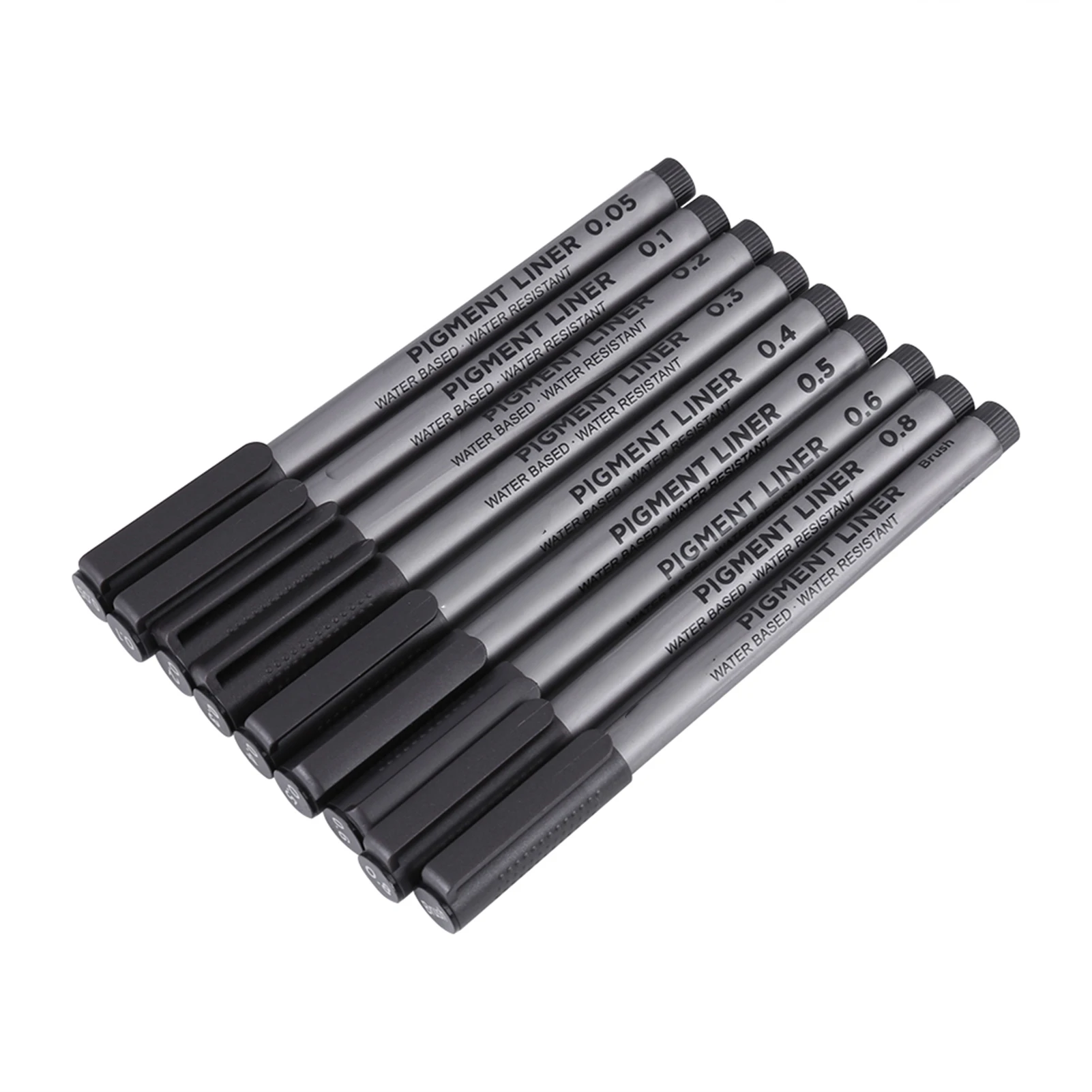 【New】9PCS Pigment Liners Set Waterproof Fine Line Drawing Pen Sketching Art Brush with Pen Bag