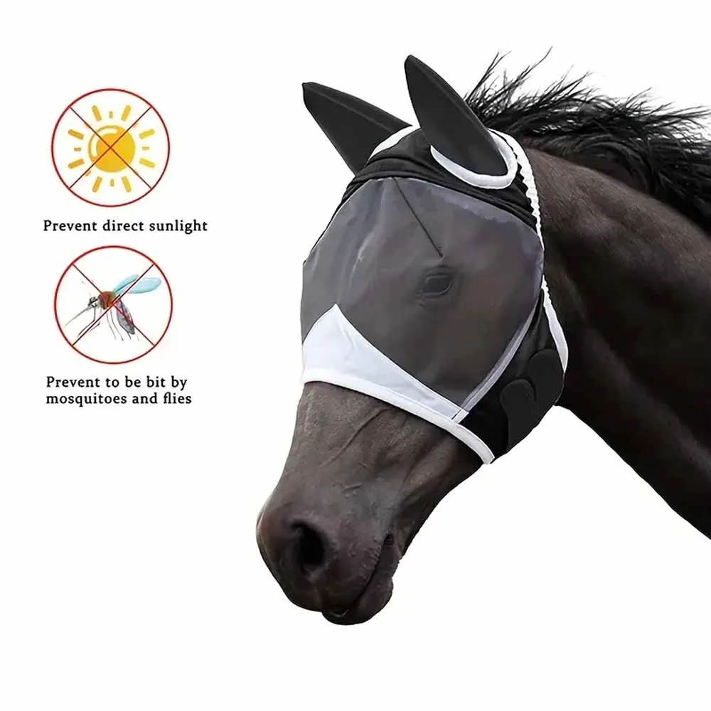 Horse Mask Adjustable Breathable Anti-uv Anti-mosquito Pet Eye Shield Mesh Fly Protective Cover horse mask