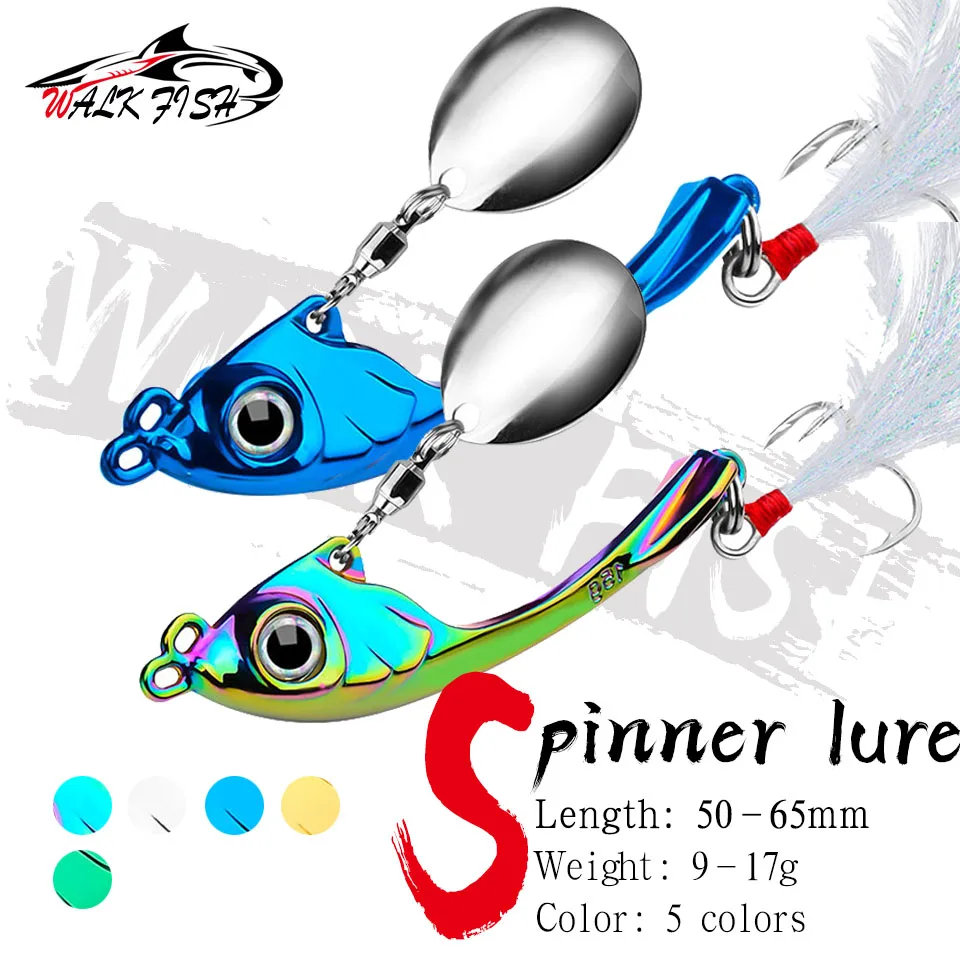 Walk Fish Spinner Bait 9G 13G 17G Metal Vib Fishing Lure Trolling Cucchiaio Rotante Wobbler Sinking Hard Bait Con Paillettes Pesca