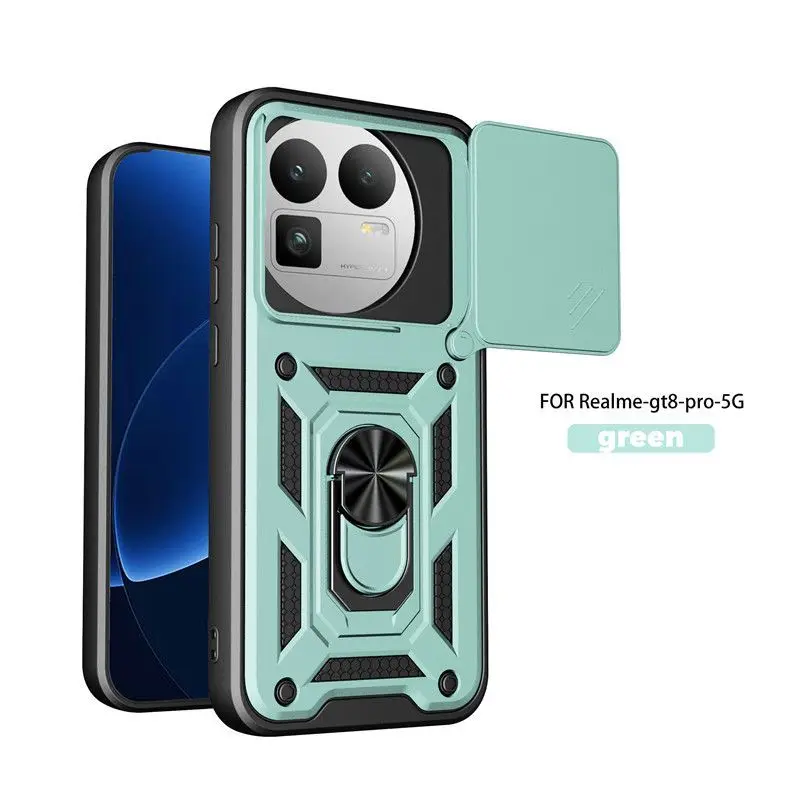 Enhanced Magnetic Ring Holder Armor Phone Case with Slide Camera Protector
