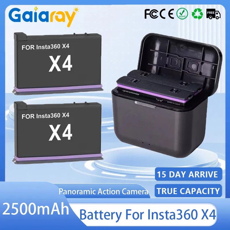 Caméra Action 360° avec Batterie - Lot 1 à 4 Batteries + Chargeur
