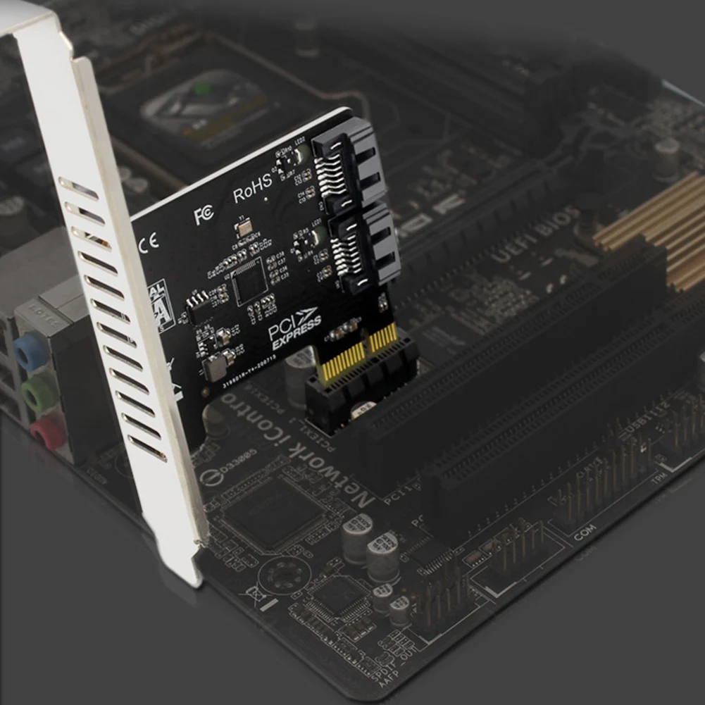 데스크탑 PC용 확장 카드, PCI Express X1 to 2 포트, SATA 3.1 어댑터 컨트롤러, PCI-E SATA 익스텐션 카드, 6Gbps