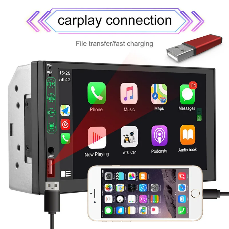 

7 Inch HD Screen Car MP5 Player 2 Din Car Stereo Bluetooth Video for iPhone Carplay Android FM MP3 Player Steering Wheel Control