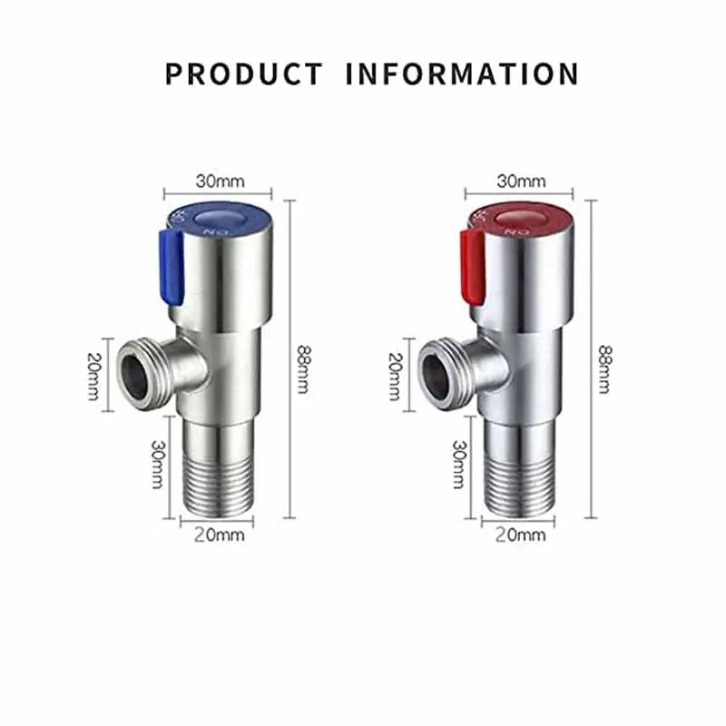 Stainless Steel Hot & Cold Inlet Valve Bathroom Faucet Stop Valve Kitchen Sink Basin Triangle Water Pressure Regulator