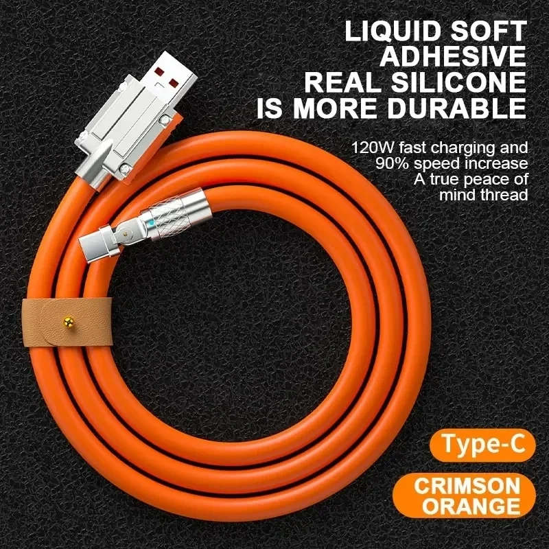 120W 7A Fast Charge USB Type C Cable 180 Degree Rotation Elbow Cable Game Xiaomi Redmi Honor Phone Charger USB C usb type c cable