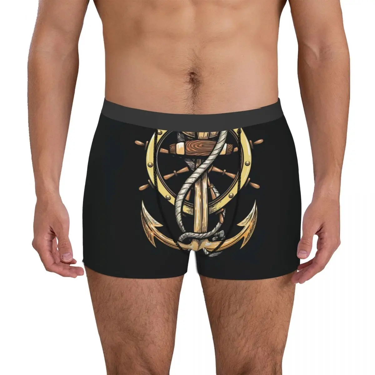 Anchor In Ropes And Ship Wheel Underpants Breathbale Panties Male Underwear Print Shorts Boxer Briefs shorts hope is an anchor to the soul pocket shorts in multicolor size l m