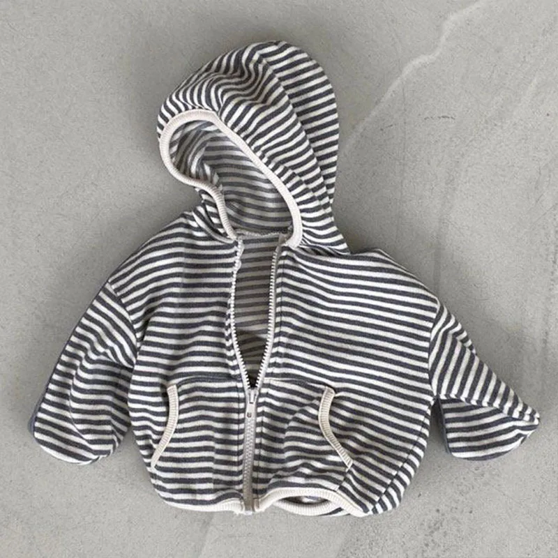 New Baby Autumn Hooded Coat Cotton Infant Stripe Jacket Long Sleeve Children Casual Clothes Kids Boys Girls Hoodie