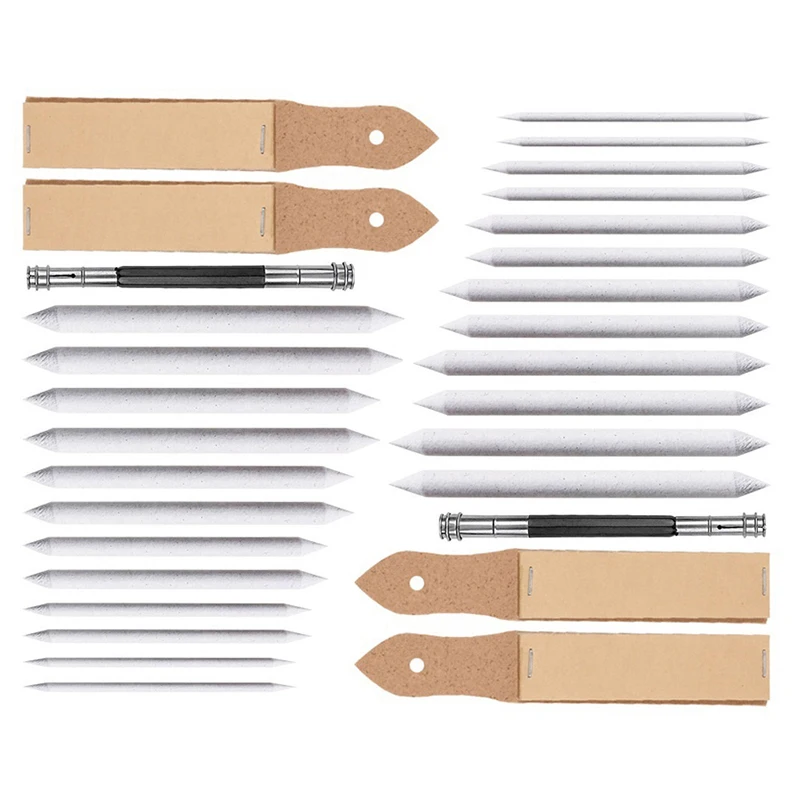 24pcs Artist Blending Stump and Tortillion Art Blenders Set with with 4pcs Sandpaper 2pcs Pencil Extender for Student Sketching 24pcs artist blending stump and tortillion art blenders set with with 4pcs sandpaper 2pcs pencil extender for student sketching