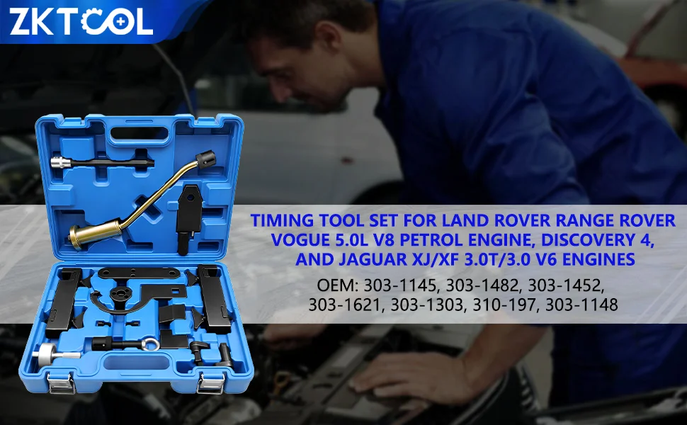 Professionelles Motor-Einstellwerkzeug-Set für Land Rover Jaguar 5.0/3.0T Range Rover 5.0T, Discovery 4, Jaguar XF und XJ Benzinmotoren. – Detail 1